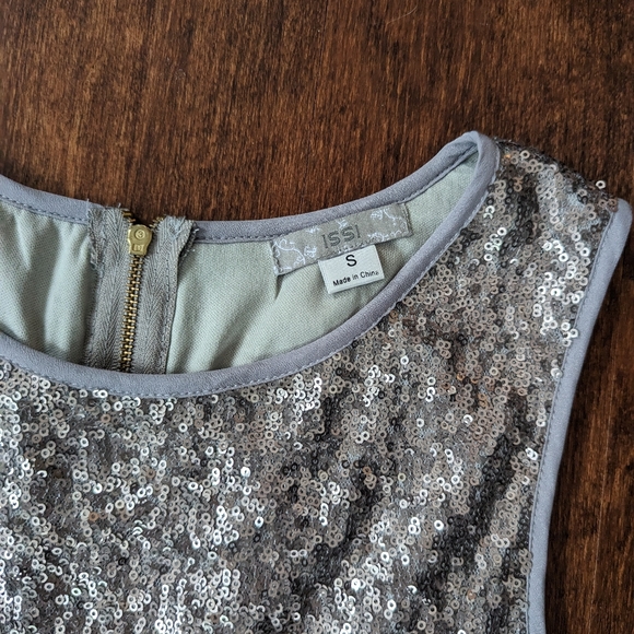 Issi Silver Sequined Fit and Flare Dress Size Small/Medium - Picture 4 of 5